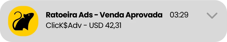Notificação de bloqueio anti-fraude da Ratoeira Ads em tempo real